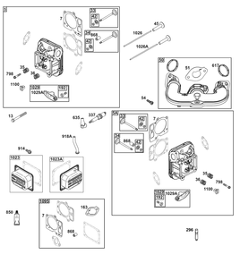 Cylinder Head Group Diagram and Parts List for 49J677-0011-G1  Briggs and Stratton Engine